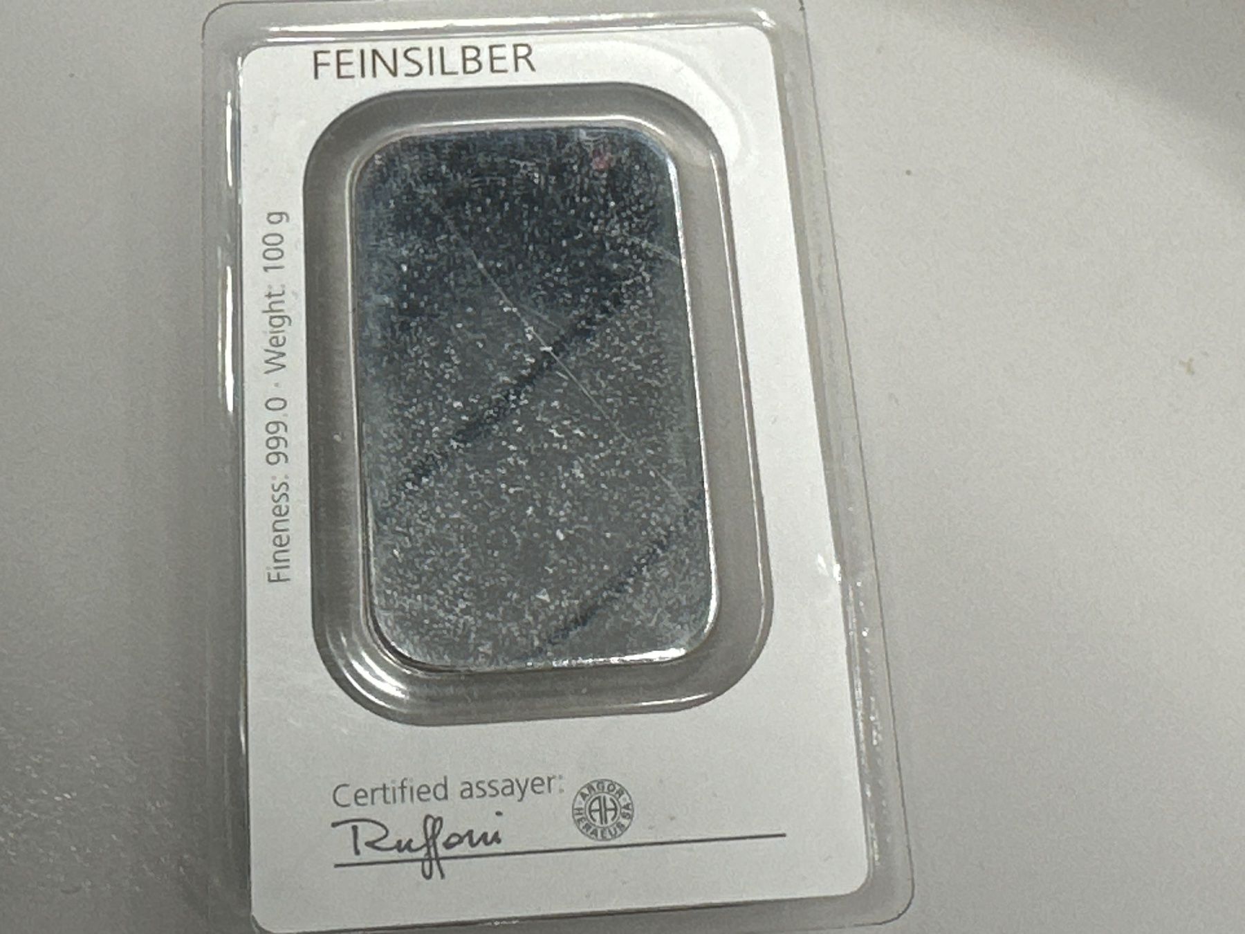 Metalli preziosi: 100g Silberbarren Degussa – Nuovo e nell'imballaggio originale da Herisau venduto da herau 1