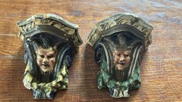 Konsolen (2Stück) aus Keramik, antik aus Sizilien Teufel