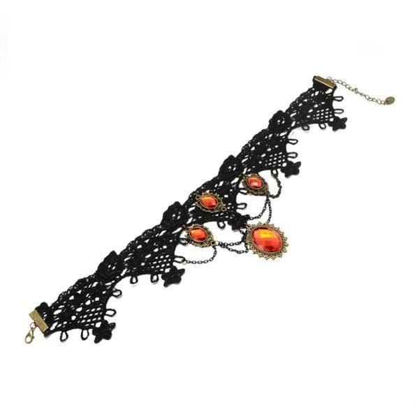 Catenine: Kette gotisch schwarze Spitze mit rot – Nuovo e nell'imballaggio originale da Alpnachstad venduto da perlengaby 2