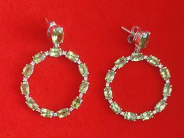 Orecchini in argento 925 con peridoto e zirconia