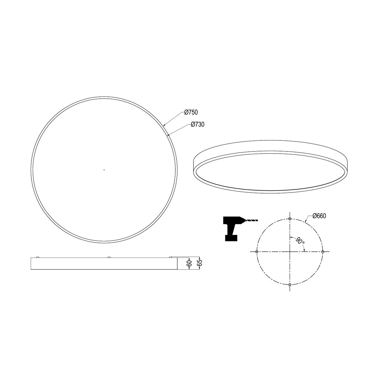 Kronleuchter & Deckenlampen: LED Deckenleuchte, Rund, 75 cm Ø – Neu (gemäss Beschreibung) aus Kreuzlingen von Smart-Light 3