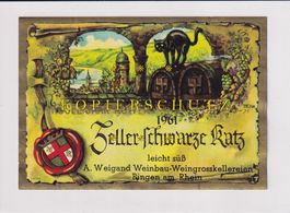 Etikette für Wein - Zeller schwarze Katz 1961 /bd