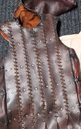 Mittelalter Gewandung Set Lederweste Hose Hemd Damaststahl