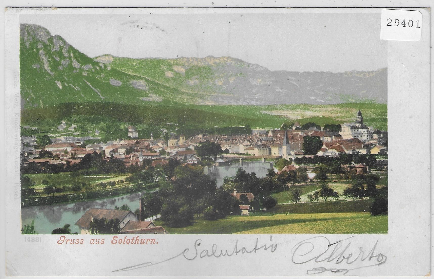 Cartoline postali: Gruss aus Solothurn 1902 - Litho – Usato da Ettingen venduto da Kartenplanet