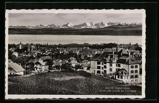 Cartoline postali: AK Colombier, Vue générale et Collège – Usato da Berlin venduto da bartko-reher