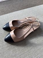Elegant Slingback Heels - Beige & Black - never used