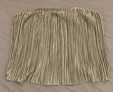 Damen Bandeau Top plissiert goldfarben gebraucht