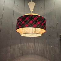 1970 Ceiling Lamp. Hängelampe Deckenlampe Stoffschirm