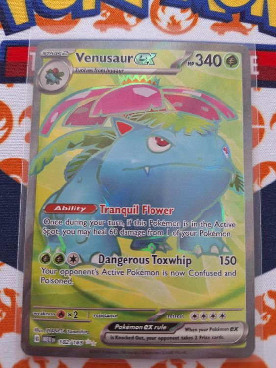 Pokemon Venusaur Ex 182/165 - Ultra-seltene Vollkunst Karte Aus 151 Serie