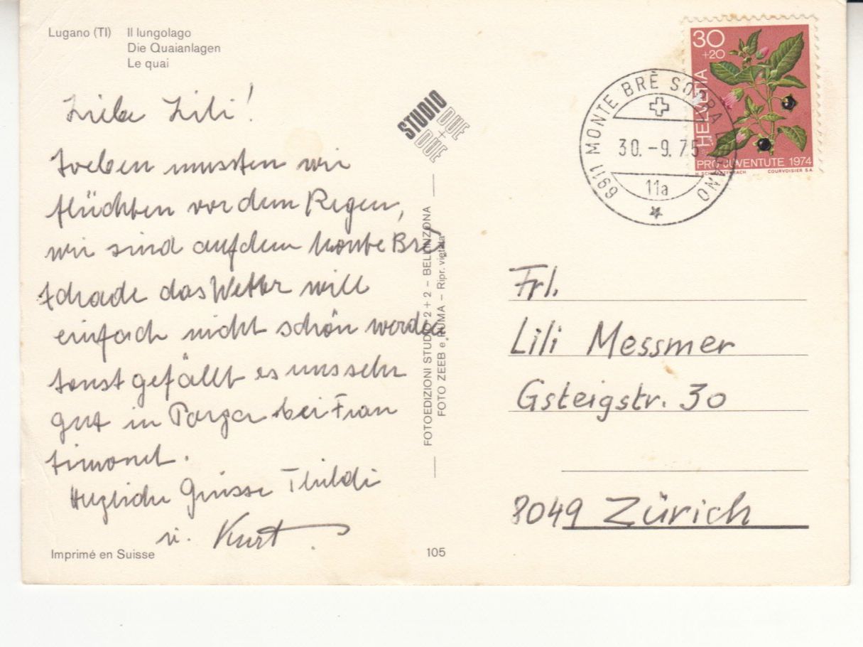 Cartoline postali: Lugano 1975 – Usato da Bürglen TG venduto da StampGraf 1