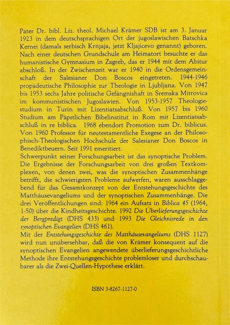 Libri: Die Entstehungsgeschichte der synoptischen Evangelien – Nuovo (secondo la descrizione) da Sarnen venduto da Livres 1