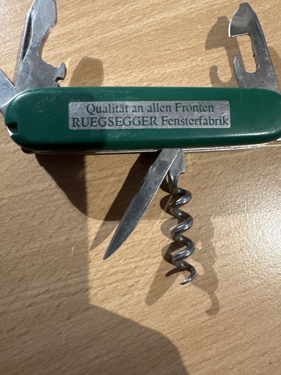 Victorinox Coltelli tascabile: Sackmesser, RUEGSEGGER Fensterfabrik, Grün – Usato da Dulliken venduto da Zuchu 1