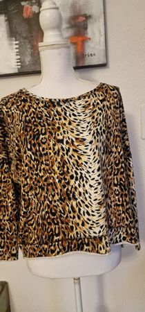 Maje Oberteil Gr. S, Leo-Print, Baumwolle, Oversize!