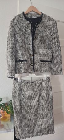 Vintage Black & White Wool Plaid Suit