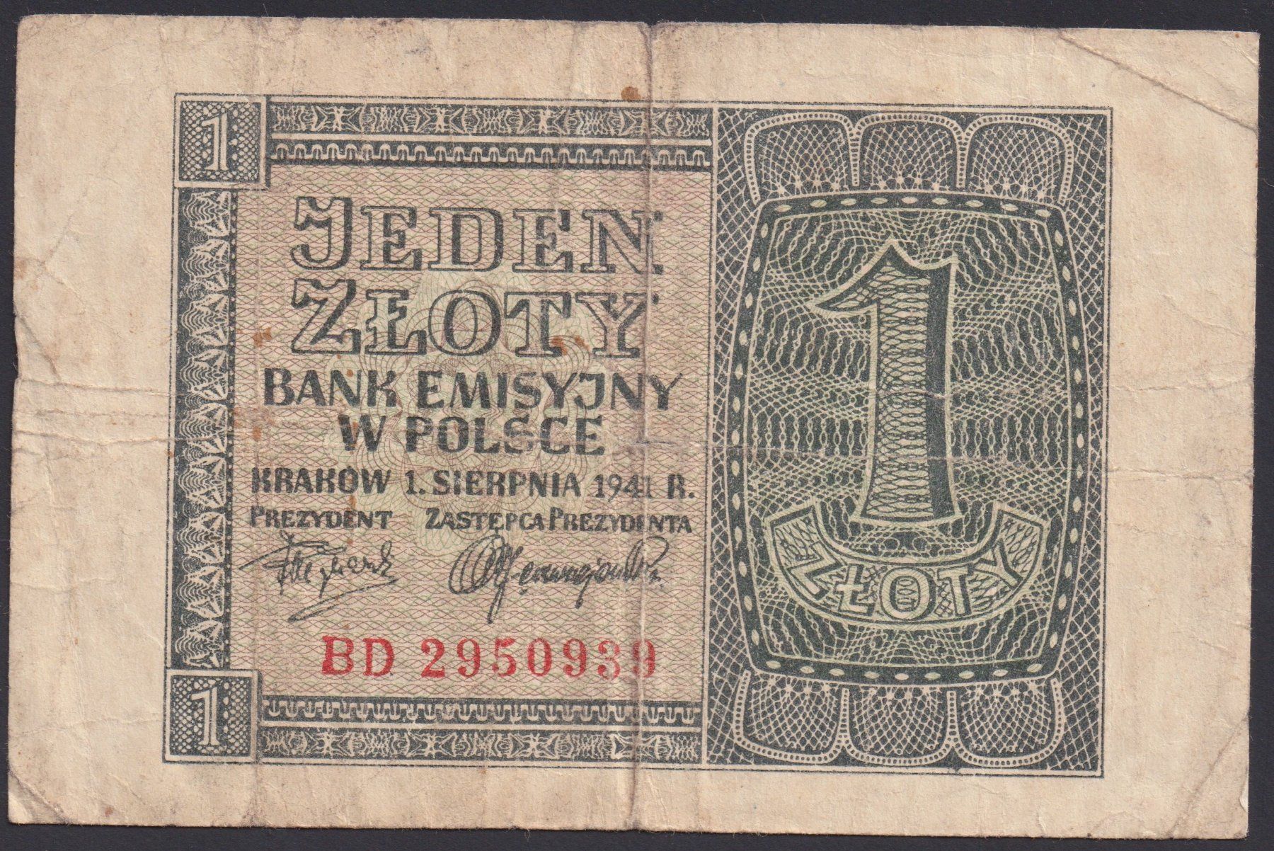 Banconote: Polen 1 Zlote 1941 – Usato da Brugg AG venduto da banknoten_muesli