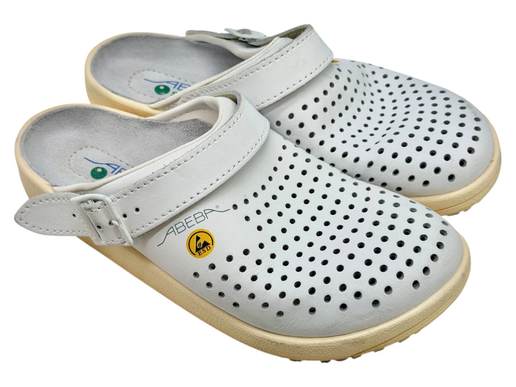 Scarpe da uomo: Sabots Abeba en cuir blanc, Pointure 40 – Usato da Morges venduto da objetsdepoque 2