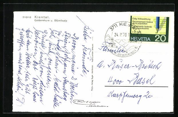 Cartoline postali: Kiental, Talpanorama mit Golderhorn und  – Usato da Berlin venduto da bartko-reher 1