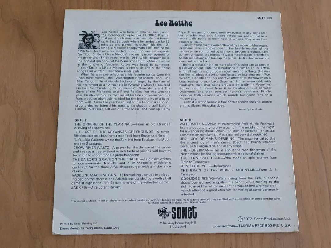 Vinyles: LP  Leo Kottke – D'occasion à Martigny par MZ-67 1