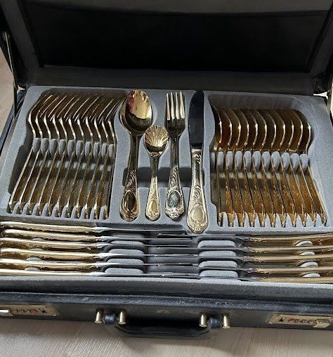 Set di posate: 23/24 Karat Hartvergoldet, Solinger Besteck – Nuovo e nell'imballaggio originale da Waldkirch venduto da Golf210 2