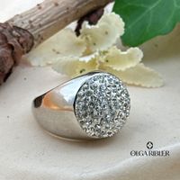 Edelstahlring mit Zirkonias, Gr. 60