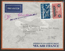 Flugpost Schweiz 1936 Chiasso Brindisi-Johannesburg Luftpost