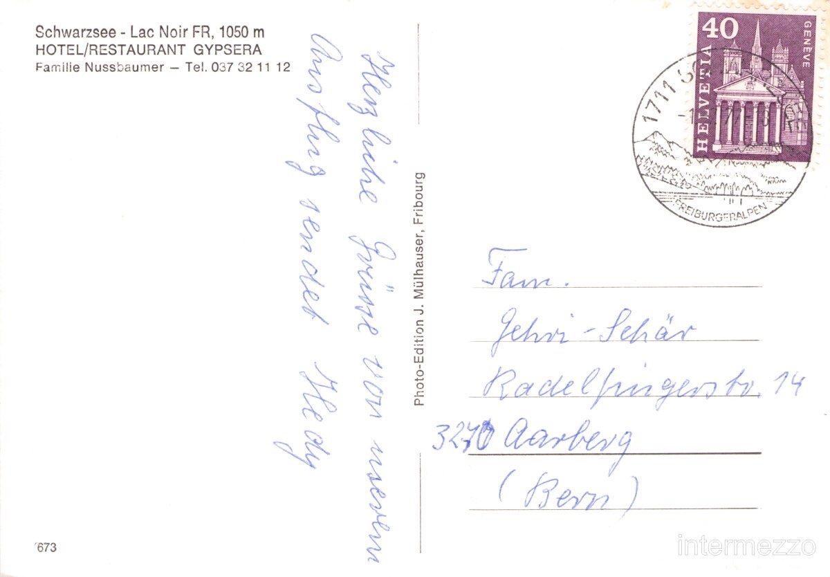 Cartes postales: Schwarzsee FR Lac Noir // James Bond Auto Oldtimer – D'occasion à Basel par intermezzo12 1