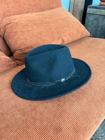 Black Wool Fedora hat from Mexico - 56 size