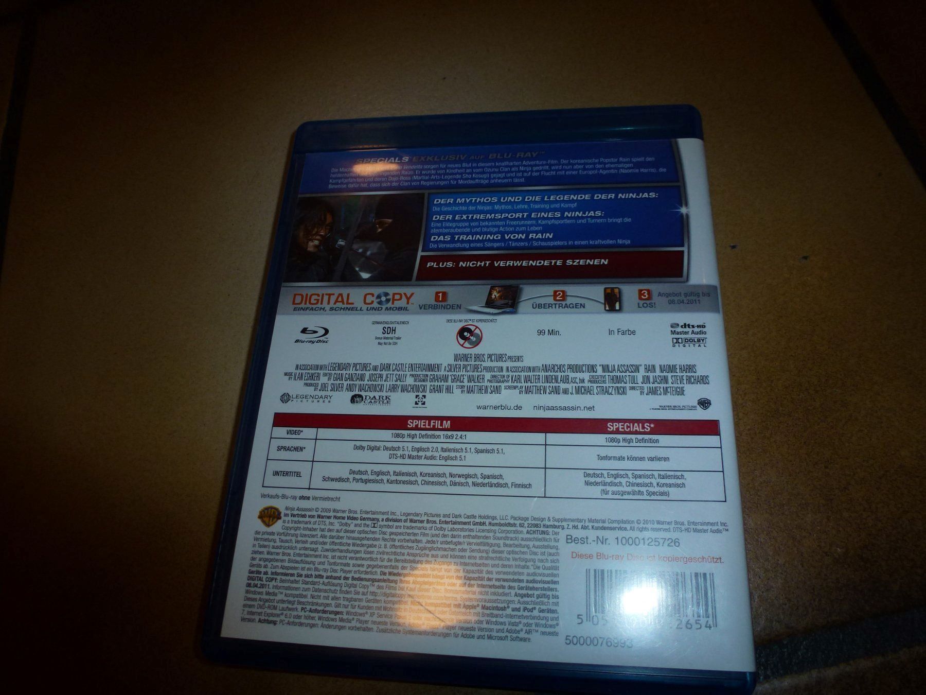 Tutti i DVDs: Ninja Assassin BLU-RAY – Usato da Olten venduto da Disc-Verkauf 2