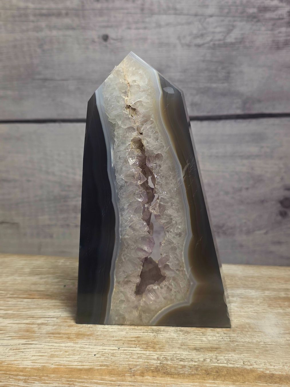 Minerali & Pietre curative: Amethyst-Achat Obelisk 495g – Nuovo e nell'imballaggio originale da Matzingen venduto da Shay_Crystalz 1