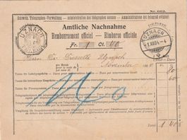 Telegraphenstempel Uznach auf NN-Karte