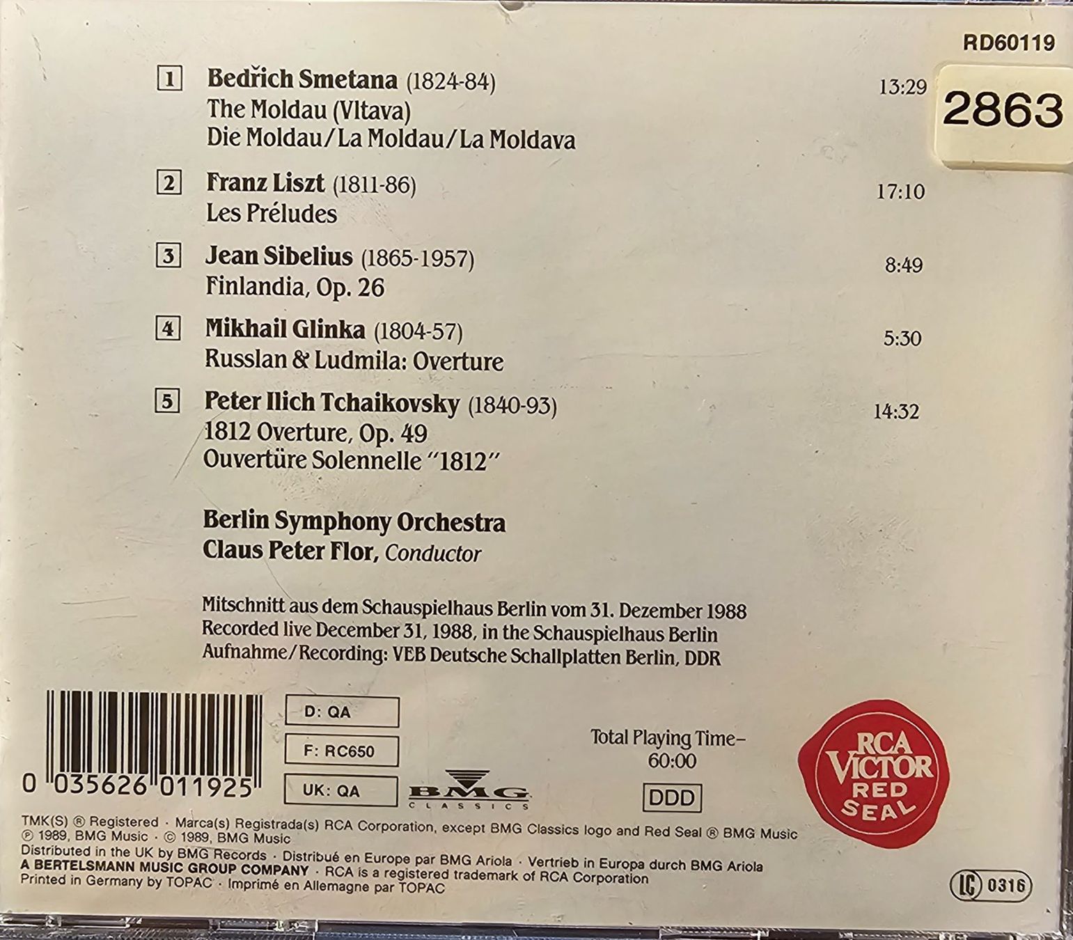 CDs: Berlin Symphony Orchestra - Flor - 1812 Overture – Gebraucht aus Wahlen b. Laufen von Cg10 1
