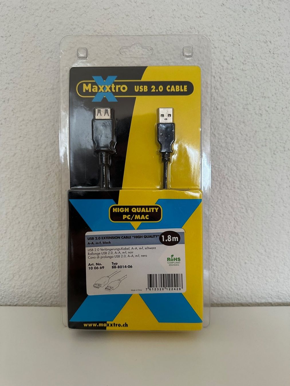 Cavi: Maxxtro USB 2.0 Verlängerungskabel 1,8m – Nuovo e nell'imballaggio originale da Basel venduto da Nermin00