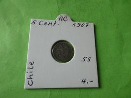 Chile 1907, 5 Centavos - Silber