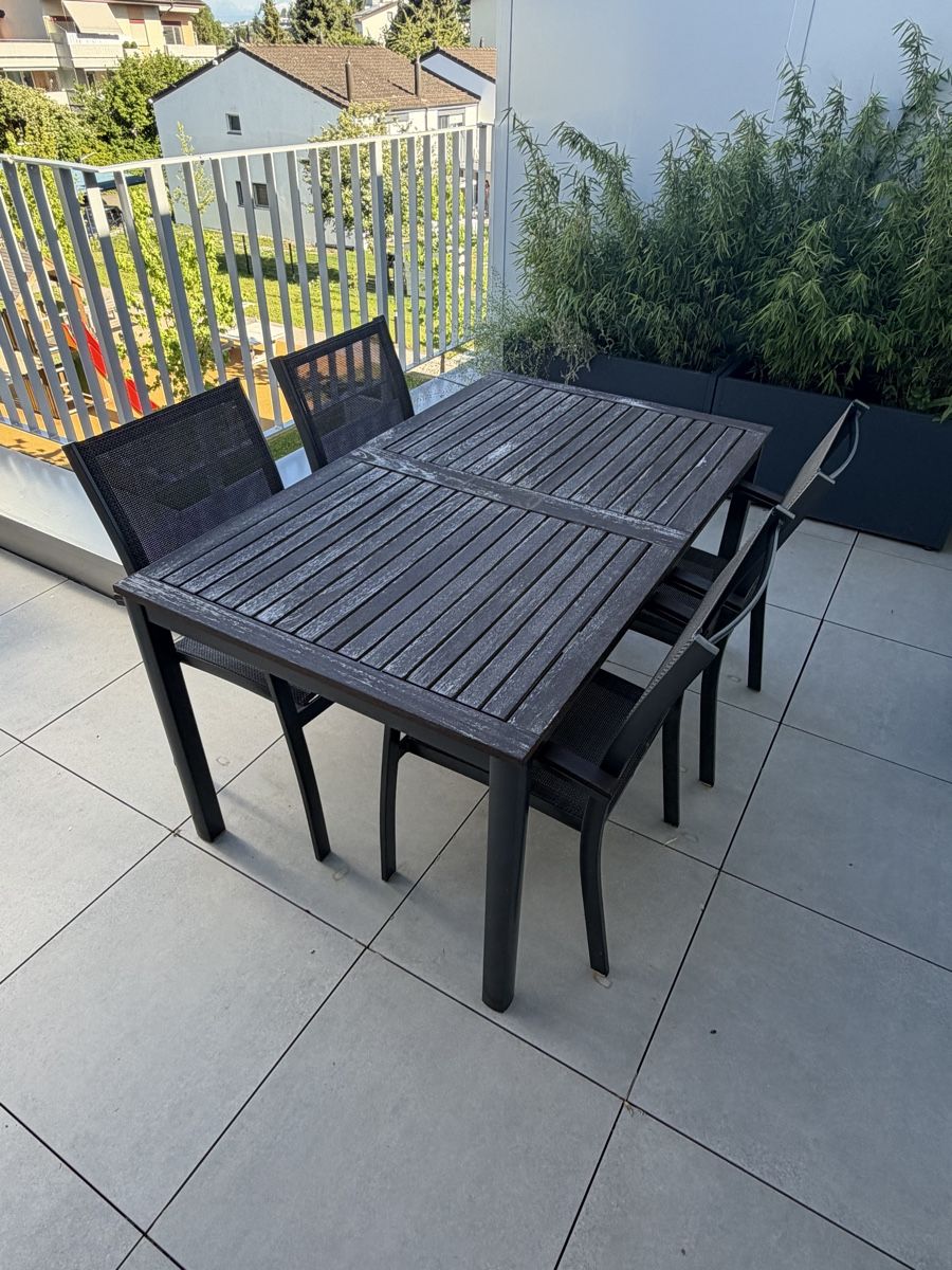 Tischset: Moderne Balkon-/Garten-Tischgruppe mit 4 Stühlen – Gebraucht aus Schlieren von asl_2jp9 1