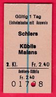 KARTON BILLETT, SCHIERS - MALANS, 2.KLASSE, EINHEIMISCHE