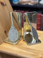 Vintage Buchstützen Messing Tennisschläger 70er Jahre Mid Ce