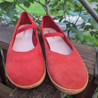 Rote Damen Ballerinas von Leonardo Shoes, Gr. 39 Nubukleder