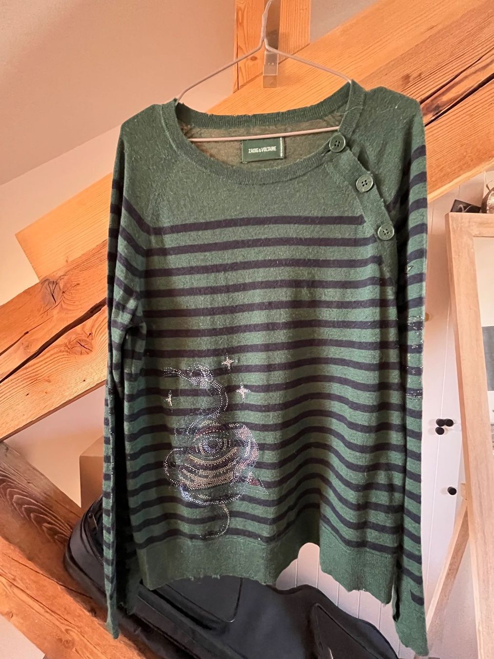 Maglioni & Felpe: Zadig&Voltaire Pull hiver, L, vert, rayé, excellent état! – Usato da Lausanne venduto da alcd_1005