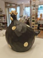 Keramik Henne / Huhn rund in Schwarz / Gold