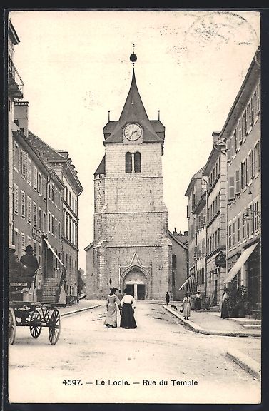Cartoline postali: AK Le Locle, Rue du Temple, 1914 – Usato da Berlin venduto da bartko-reher