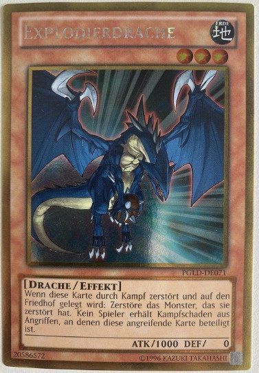 Yugioh Carte collezionabili: Yu-Gi-Oh Explodierdrache Gold Rare PGLD-DE071 – Nuovo e nell'imballaggio originale da Chur venduto da -NewERA-