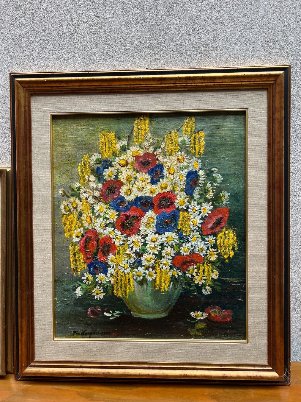 Gemälde: Paar Ölgemälde mit Blumen – Gebraucht aus Riva San Vitale von AM25 1