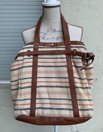 Superbe sac cabas IKKS 100%coton tissé et finitions cuir