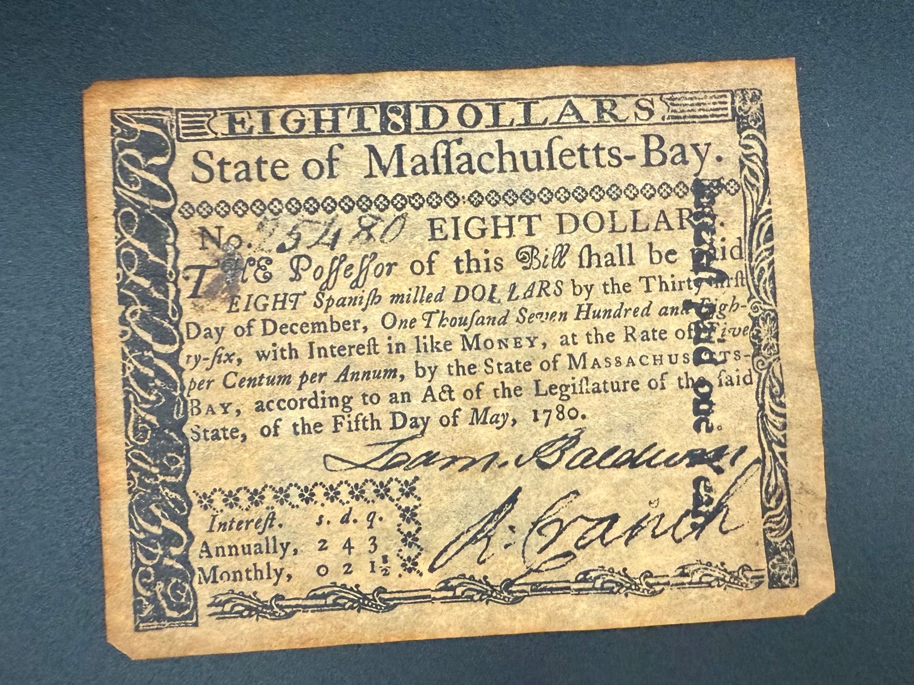 Banconote: US-Banknote 1780 – Eight Dollars original – Usato da Lamone venduto da LaCantinaMagica 7