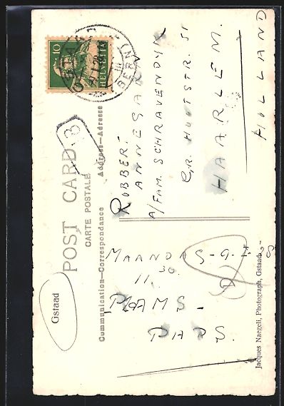 Cartoline postali: AK Gstaad, Teilansicht im Winter, 1928 – Usato da Berlin venduto da bartko-reher 1