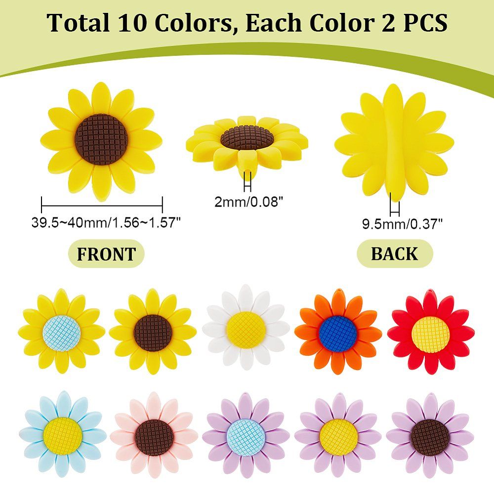 Perle (finte): Perle Silikon Sonnenblume 40x10mm – Nuovo (secondo la descrizione) da Alpnachstad venduto da perlengaby 2