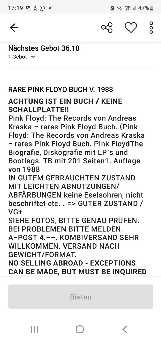 Libri: RAR: PINK FLOYD: BIOGRAFY. – Usato da Altdorf UR venduto da BLACKGARLIC 6