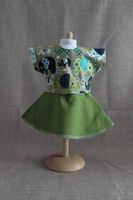 Puppenrock und Shirt Gr. 40-45cm Motiv Elefanten