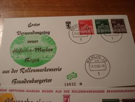 Berlin, Satz illustrierte. FDC 1966, ZDrucke Brandenburg Tor
