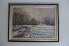 van Noort - Winterlandschaft am Kanal 65 x 85 cm - Gemälde
